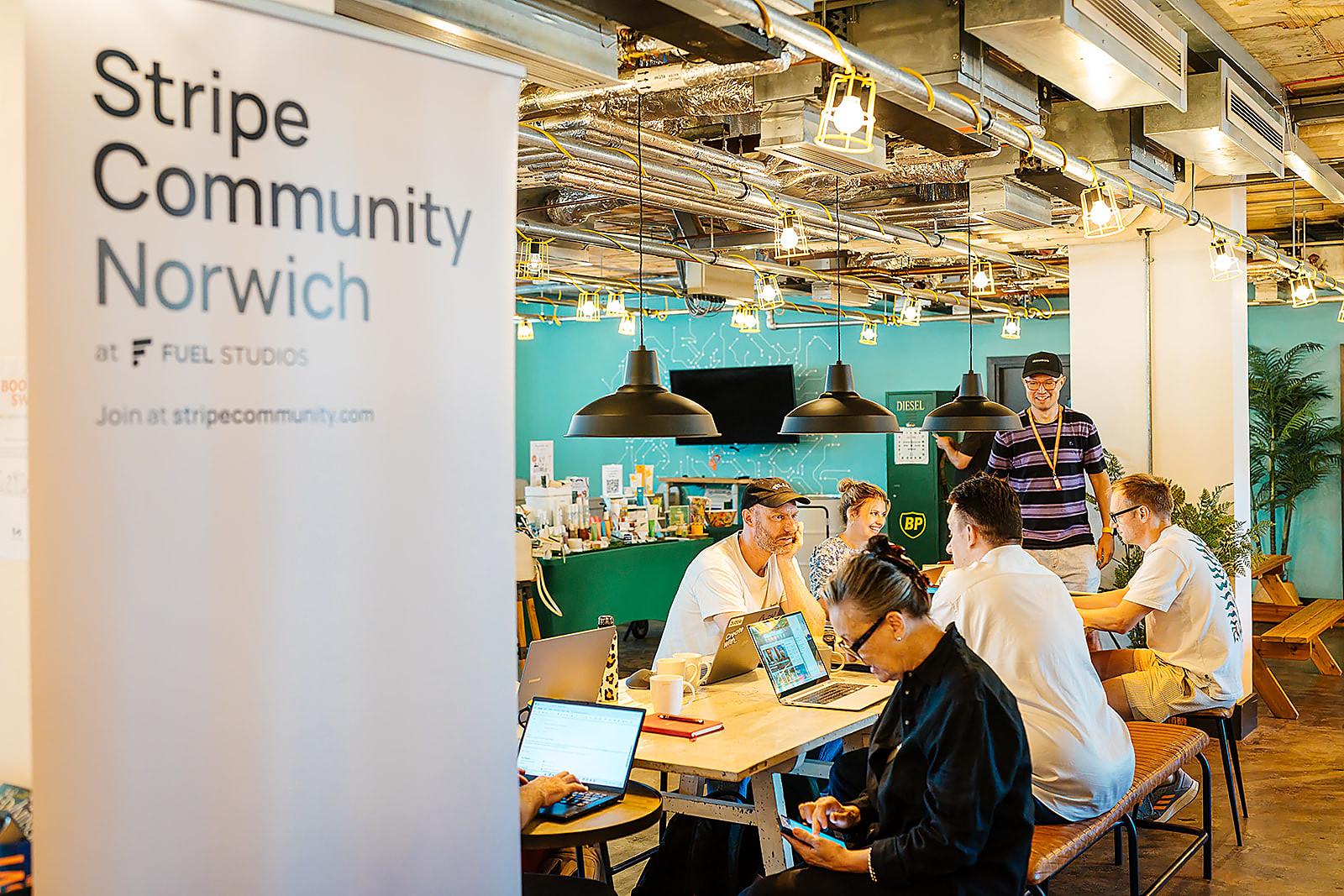 Stripe Community Norwich banner at Fuel Studios